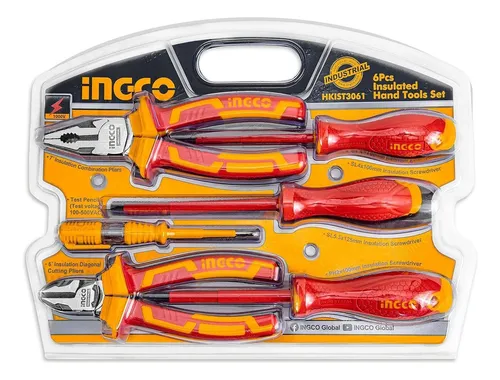 Set Juego 6 Herramientas Aisladas Ingco Hkist3061 Color Rojo