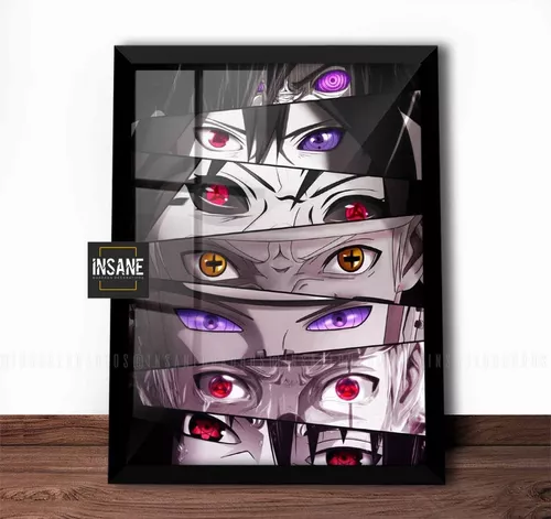 Quadro Decorativo Sasuke e Naruto c/ Moldura e Vidro