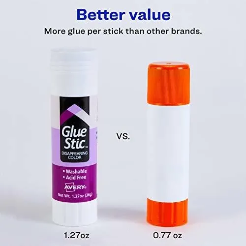 Avery Glue Stic Desaparición Del Color Púrpura, 1,27 Oz, Lav
