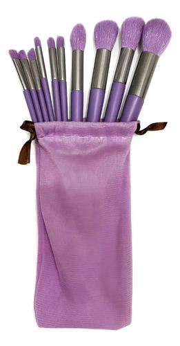 Jogo Conjunto Kit De Pincel Sombra Maquiagem 13 Peças Macio Cor Roxo