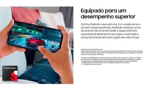 Samsung Galaxy A05s Dual SIM 128 GB Preto 6 GB RAM - Excelente (Recondicionado)