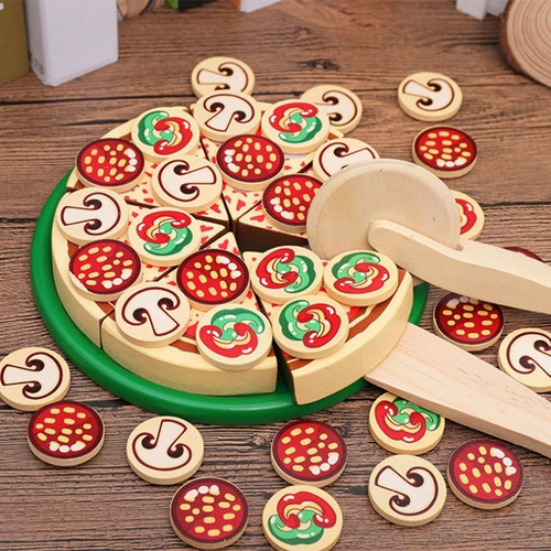 K Juguete De Pizza De Madera De Imitación Para Niños, Juego