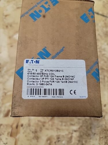Eaton Xtcr012b21c Iec Magnetic Contactor, 3 Poles, 480v Cce