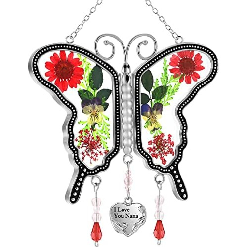 Suncatcher De Mariposa Nana Alas De Flores Prensadas Y ...