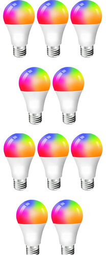 10 Pzas Foco Inteligente Wifi Rgb 9w Led  Alexa Google Home