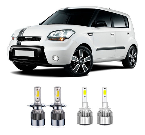 Kit Ultra Led Full Kia Soul 2010 A 2014 Baixa Alta Milha