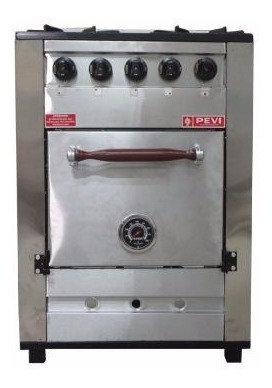 Imagen 3 de 4 de Cocina Industrial Pevi 4 Hornallas 60 Cm Ac. Inox H Pizzero