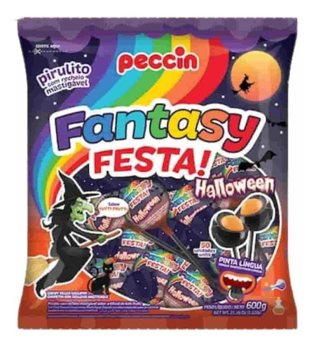 Pirulito Fantasy Festa Halloween Pinta Língua Pacote 500g