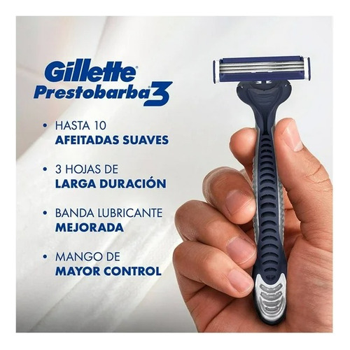 2 Pzas Rastrillo Gillette Prestobarba3 Con 3 Hojas Para Rasu