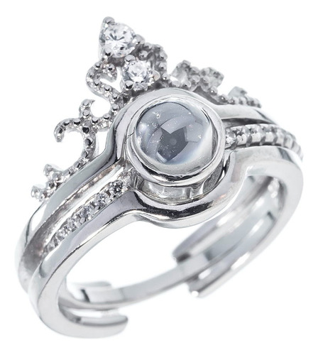 Anillo Plata 925 Italiano Corona Circon Central