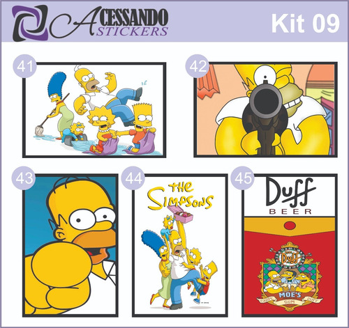 Imagem 1 de 5 de Kit De 5 Adesivo P/quadro E Capa De Caderno Simpsons 20x30cm