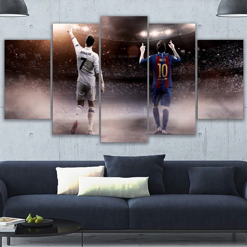 5 Cuadros Decorativos Cristiano Y Messi Par Medidas 150x84cm