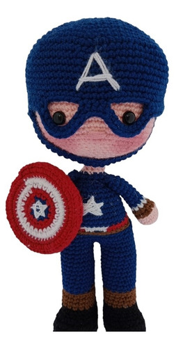 Amigurumi Muñeco Capitán América Tejido A Mano 20cms.