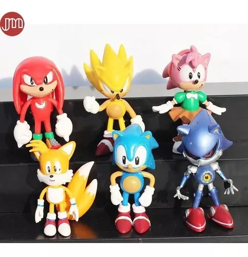 SONIC Coleção Action Figure com 6 Bonecos do Mercado Livre Super Sonic  Metal Sonic Amy Knuckles Tail 