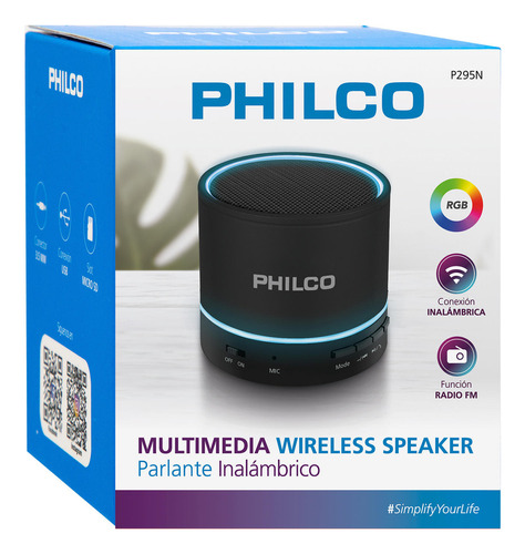 Philco Parlante Portatil Bluetooth-usb P295 Black Negro