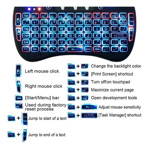 Mini Teclado Sem Fio Raxio I8 Com Mouse Touchpad Com Fundo L