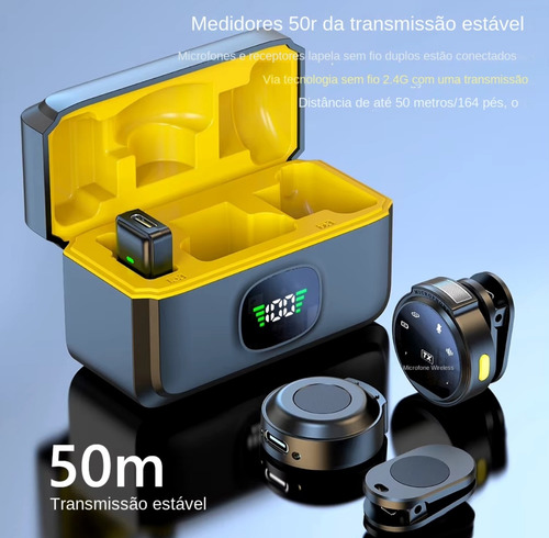 Microfone Lapela J6 Redondinho Sem Fio Tipo C E Lightning