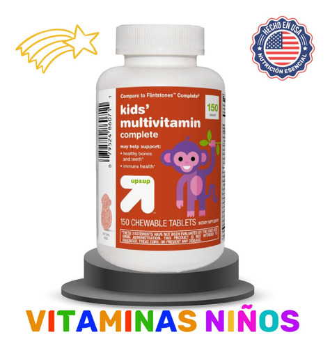 Vitaminas Niños (150) A C D3 B6 B12 Calcio Hierro Americano* Sabor Frutas
