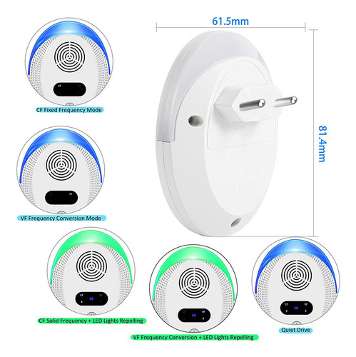 2× Repelente Eléctrico Ultrasonico Ratones Cucaracha Insecto