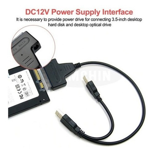 Cable Adaptador Sata A Usb 2.0 Disco Rigido Hdd Ssd 2.5 3.5