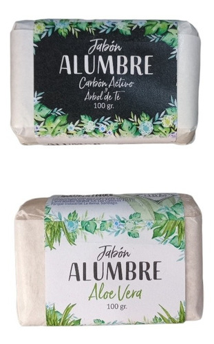 Pack 2 Jabones De Piedra Alumbre Con Aloe Y Carbon 100gc/u