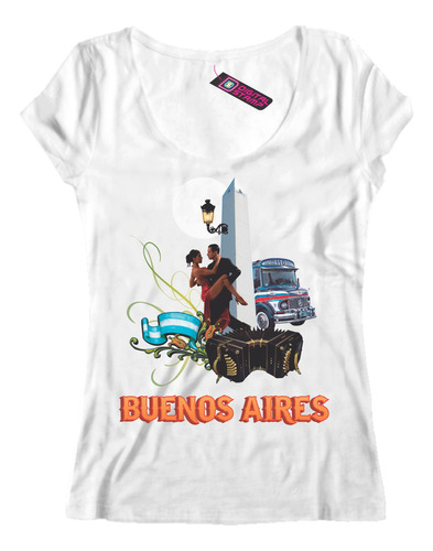 Remera Mujer Buenos Aires Tango Obelisco Colectivo  Ca1 Dtg