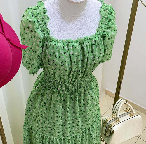 Imagem 4 de 8 de Vestido Longo Ombro A Ombro Ciganinha Manga Princesa Verde
