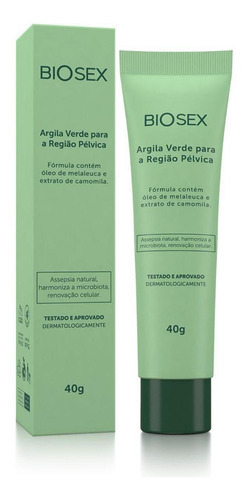  Argila Verde Creme Suave Para Região Íntima Biosex 40g