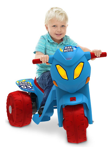 Moto Infantil Elétrica Banmoto 6v de bateria Azul Bandeirante