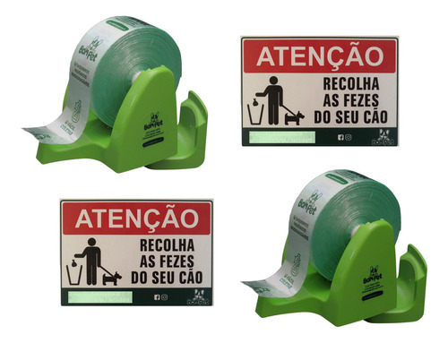 Kit 2 Suporte Parede Com Saquinhos Pega Caca +placa Atenção