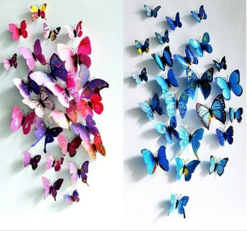 3d Extraíble 24 Unids Vivid Butterfly Art Decor Pegatinas De