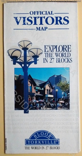 Mapa Guía Turística Toronto Downtown Yorkville Canada 1995