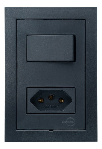 Tomadas Interruptores 15 Pçs Casa Completa Ekron Preto Fosco