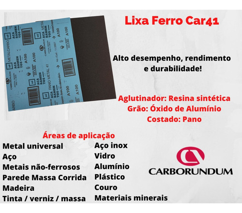 Kit Com 10 Folhas De Lixa Ferro Metal Aço Ferrugem Car41