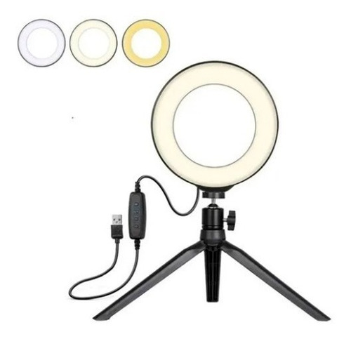 Aro De Luz Led 16cm Profesional Foto Video 3 Luces + Tripode