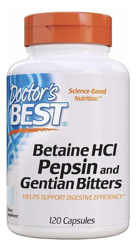 Dr. Best Betaine Hcl Pepsin Con Gentian Bitters X 120 Caps