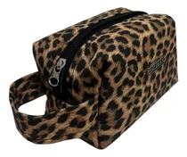 Comprar Neceser Cartuchera Escolar Organizador Maquillaje Gamuza Marrón Oscuro Leopardo