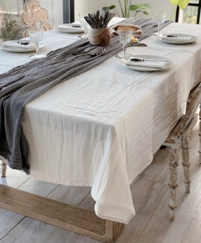 Mantel Rectangular 200x140 Cm Premium En Tela Lienzo - Lima