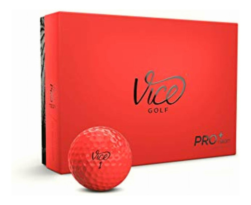 Vice Pro Plus Pelotas De Golf (1 Docena), Rojo, 12