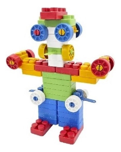 Blocos De Montar Com Balde Brinquedo Educativo E Didático 112 Peças Brinquedo Infantil Interativo