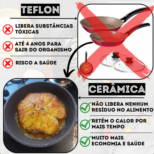 Frigideira Cerâmica Antiaderente Grande Para Fogão A Gás Indução Panela Frita Sem Óleo Moderna Mix