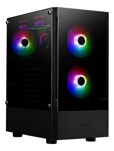 Gabinete Gamdias Talos E3 Argb Cristal Templado Midtower Atx Color Negro