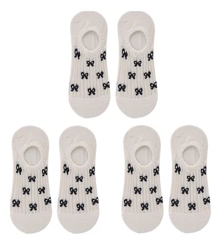 3pairs New Bow Boat Socks Invisible Soft Cotton Crew Socks