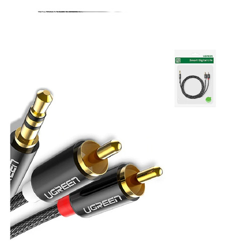 Cable 2 Rca Audio Stereo 3.5mm Trs Auxiliar (2m) Pc Hifi