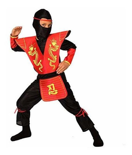 Disfraces Niños Ninja Traje Rojo Dragón Disfraz De Ha...