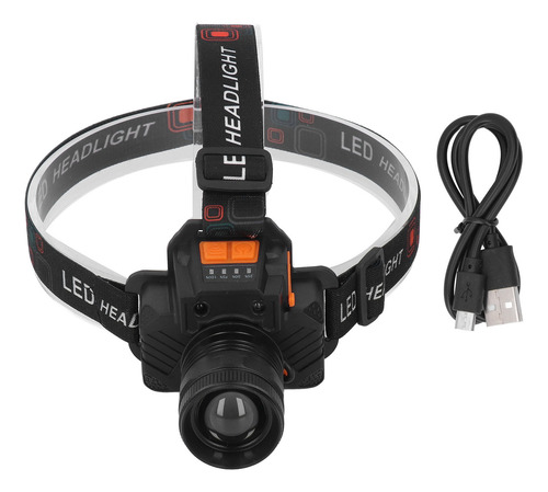 Linterna Frontal Recargable Usb De 1500 Lúmenes, 3 Modos