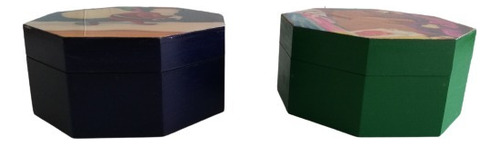 Caja Octogonal Decorada Navidad En Mdf, Técnica Decoupage