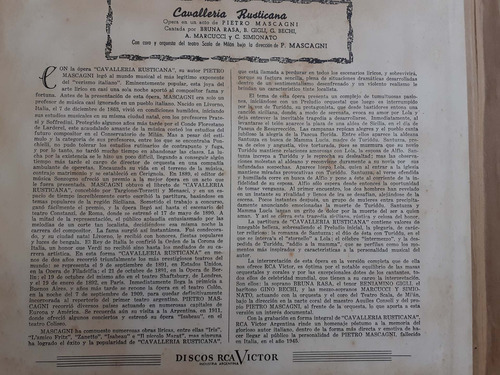 Opera Cavalleria Rusticana De Pietro Mascagni En Acetato. (Usado)