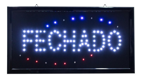 Letreiro De Led Pub Placa De Sinalização Escrito Fechado Com Efeito Luminoso 48cm X 25cm