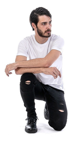 Imagen 9 de 10 de Pantalón Jeans Negro Biker Hombre Skinny Mezclilla Stretch